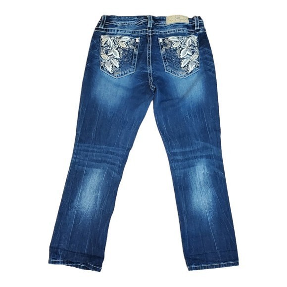 Miss Me Mid Rise Easy Crop Jeans Sz 28 Embellished Pockets - Picture 4 of 9